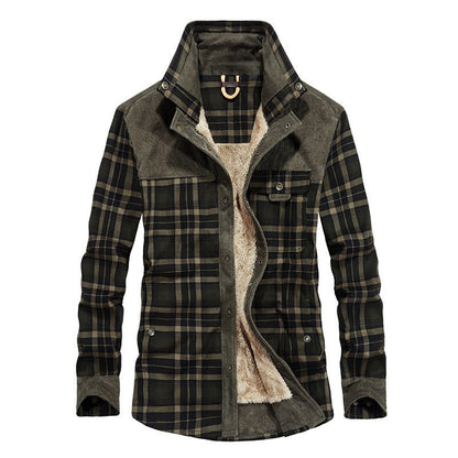 Men's Plaid Snap Front Jacket Shirt