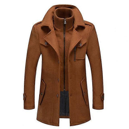 Men's Winter Coat Zip Up Button Detail