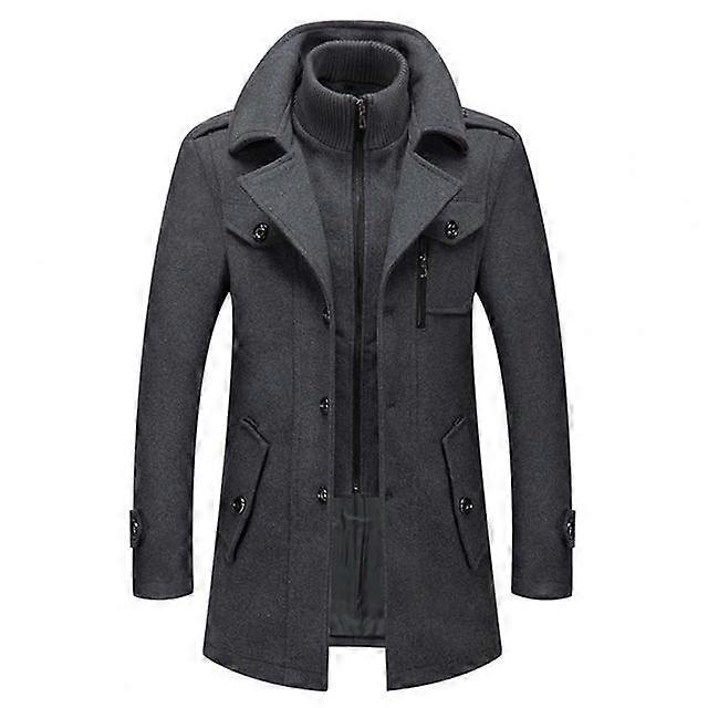 Men's Winter Coat Zip Up Button Detail