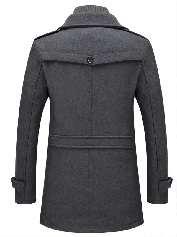 Men's Winter Coat Zip Up Button Detail