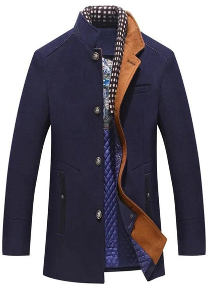 Men's Winter Coat Stand Collar Button Front - VibreMode