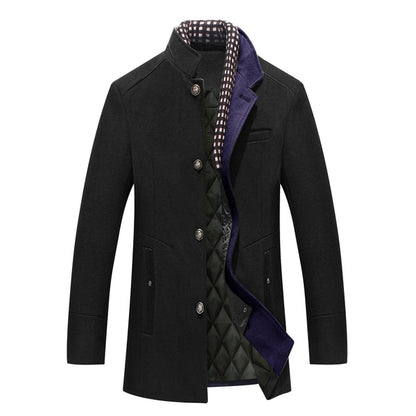 Men's Winter Coat Stand Collar Button Front