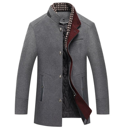 Men's Winter Coat Stand Collar Button Front