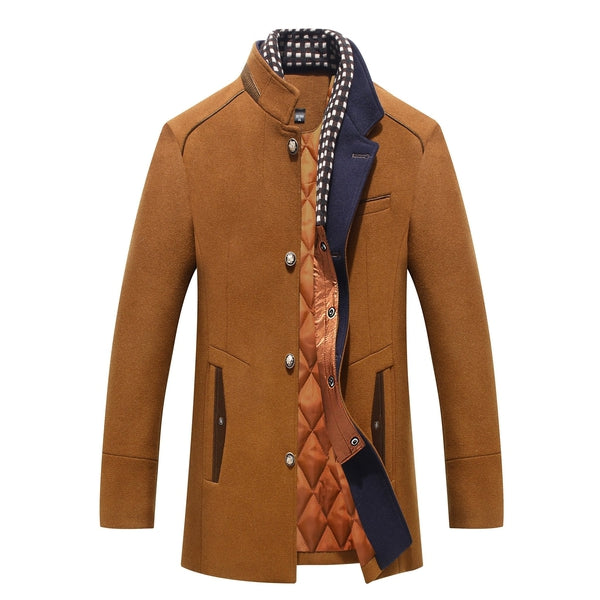 Men's Winter Coat Stand Collar Button Front