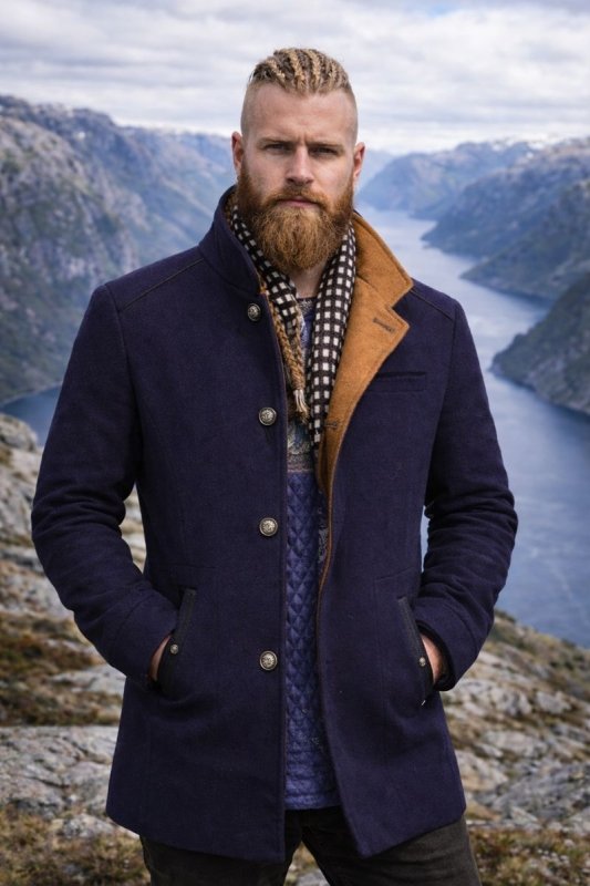 Men's Winter Coat Stand Collar Button Front