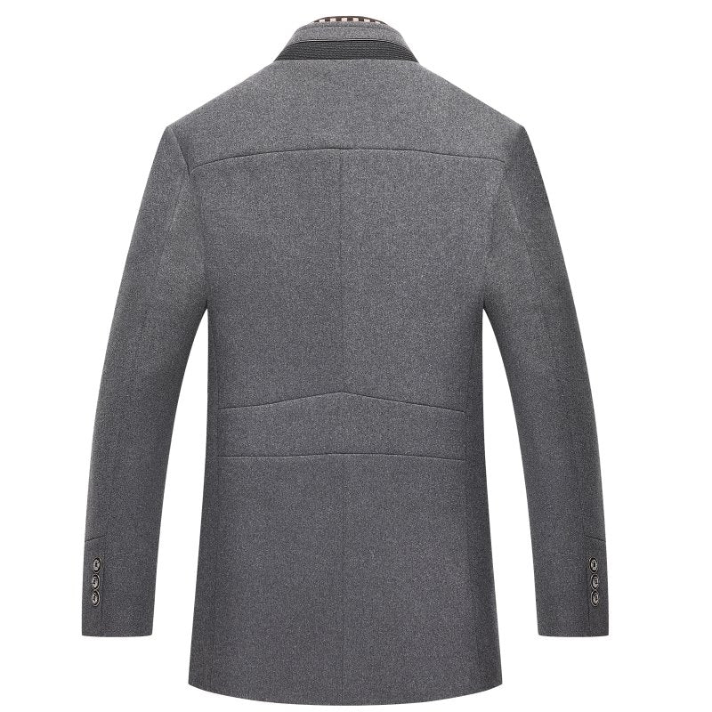 Men's Winter Coat Stand Collar Button Front