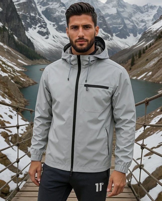 Men's Zip-Up Jacket Detachable Hood - VibreMode