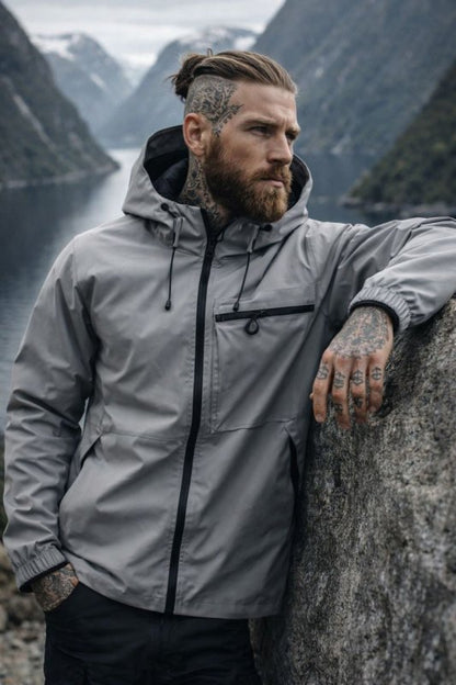 Men's Zip-Up Jacket Detachable Hood