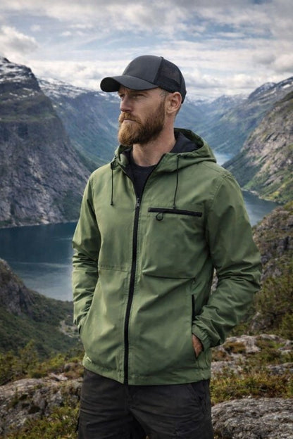 Men's Zip-Up Jacket Detachable Hood