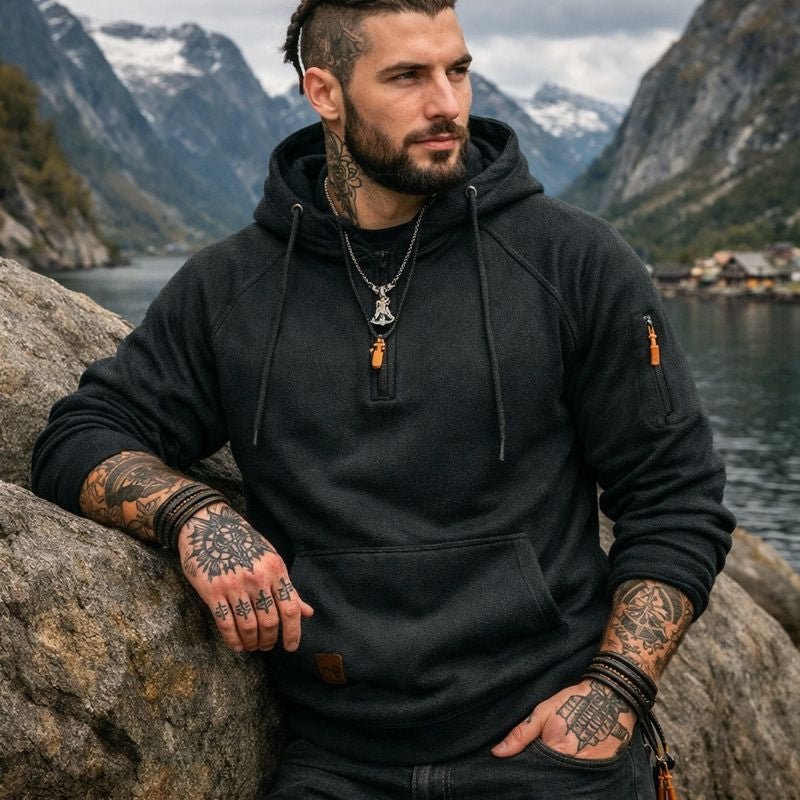 Men's Half-Zip Hoodie With Pocket