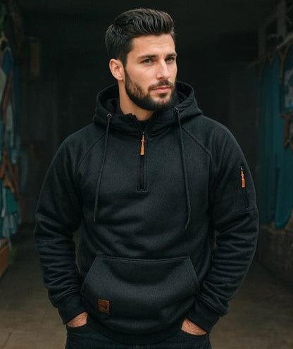 Men's Half-Zip Hoodie With Pocket - VibreMode