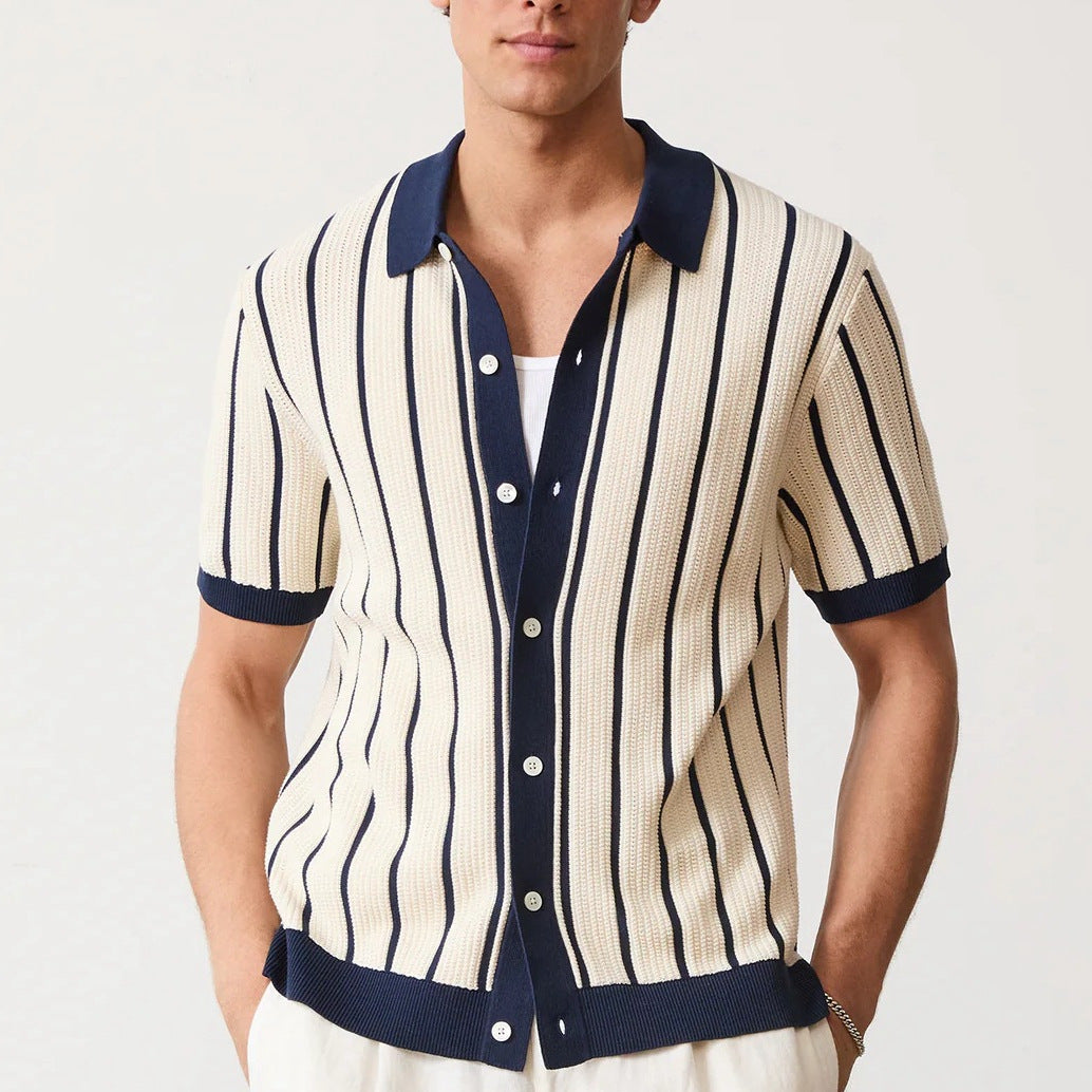 Men's Vertical Striped Polo Shirt - VibreMode