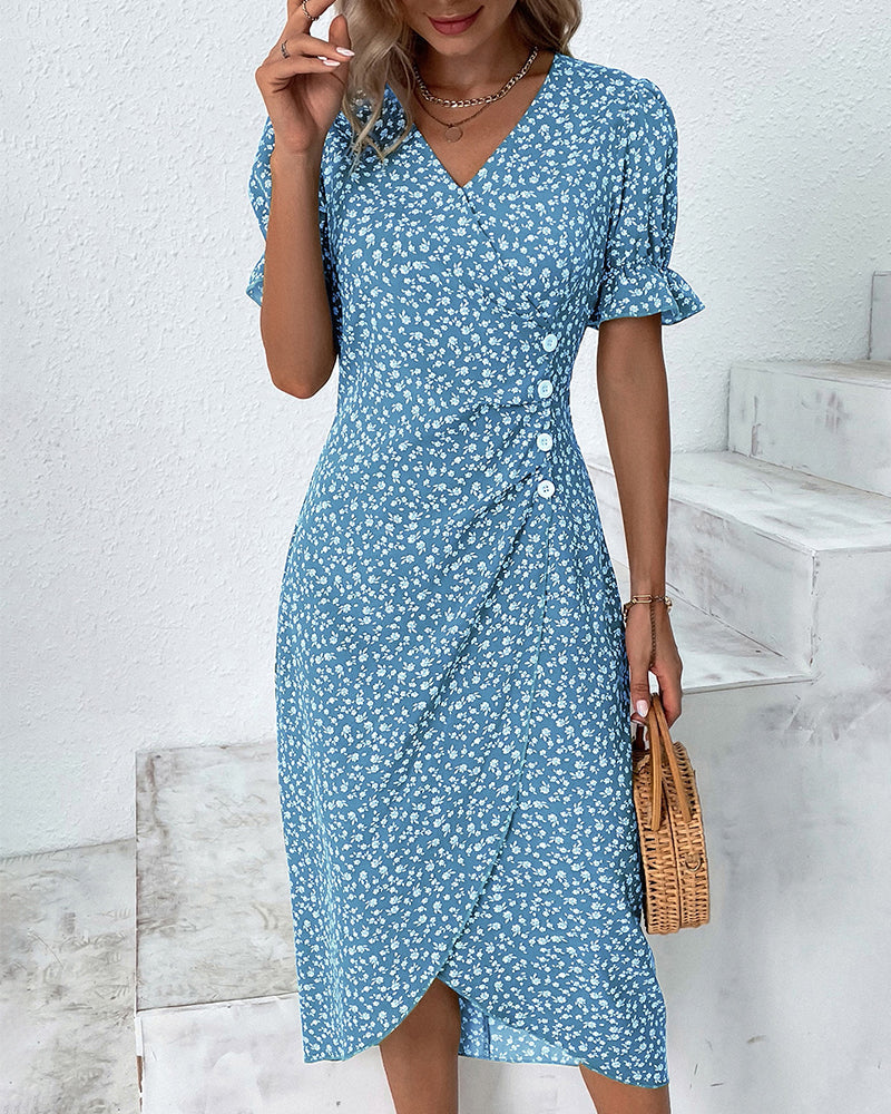 Image of Heather | Women's Floral Wrap Midi Dress