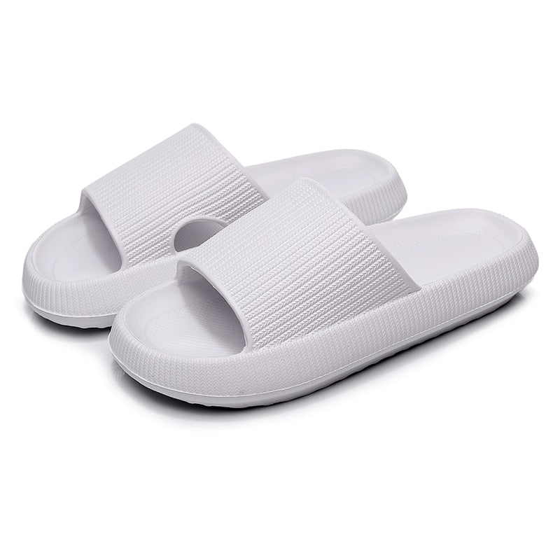 Comfortable Gel Heel Slide Sandals - White - VibreMode