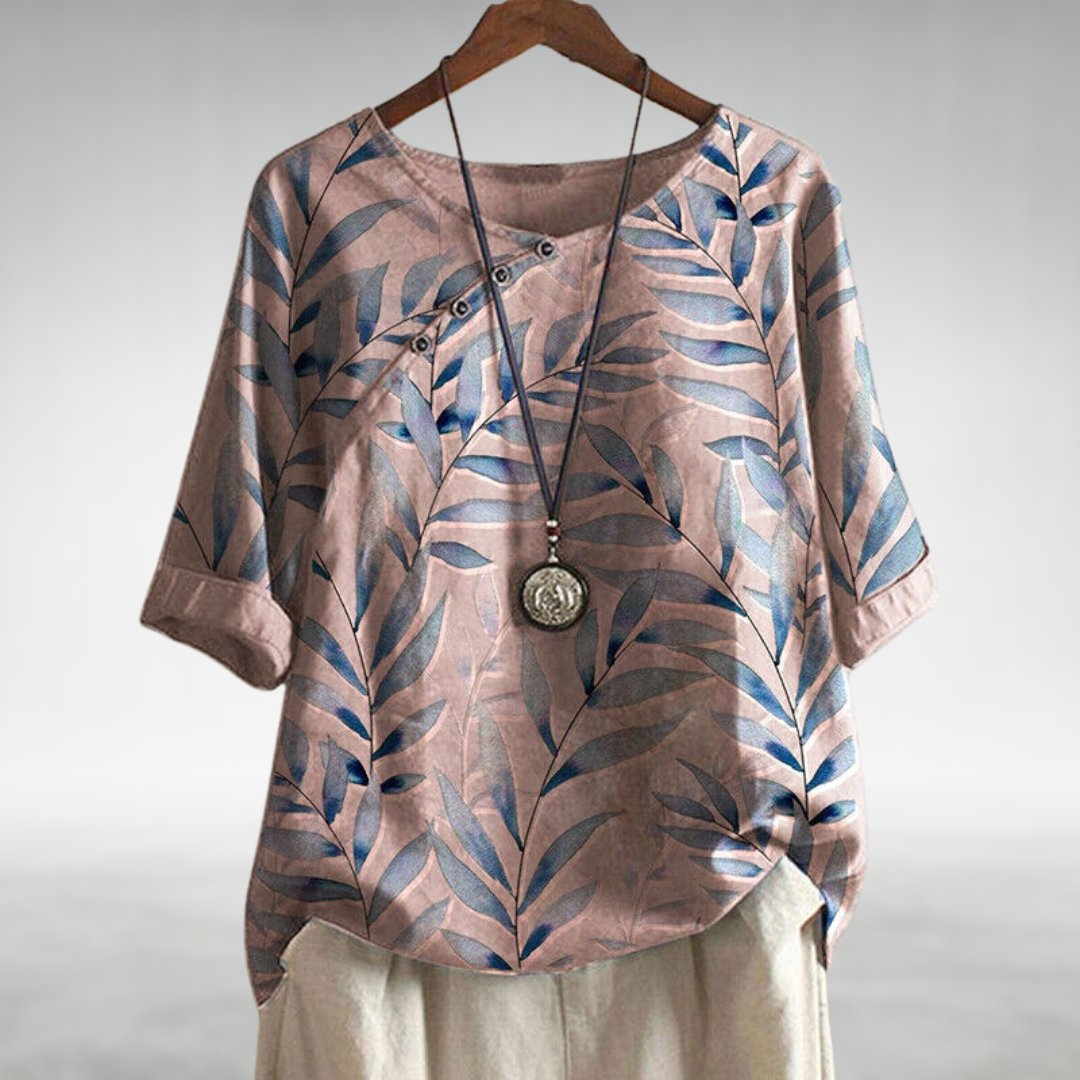Women's Asymmetric Button Blouse Printed