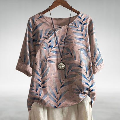 Relaxed Fit Floral Button Down Shirt for Ladies