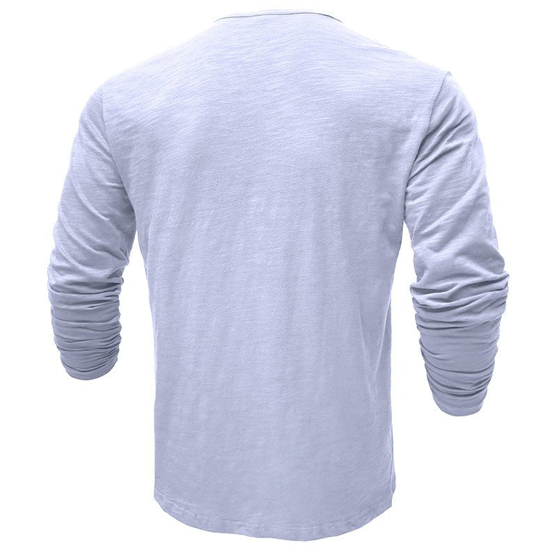 Men's Long Sleeve Henley Shirt Textured Button Front