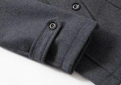 Men's Mid-Length Coat Button Front Zip Layer Tan