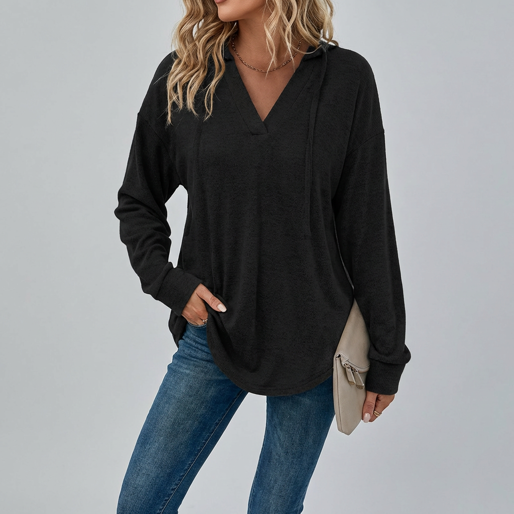 Women's V-Neck Oversized Hoodie