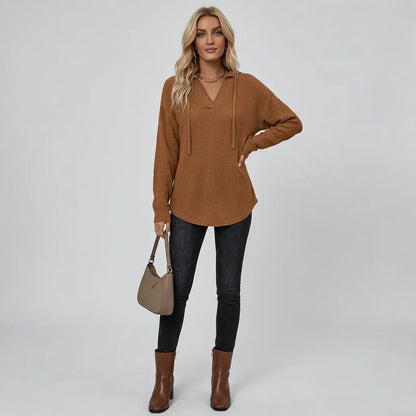 Women's V-Neck Oversized Hoodie - VibreMode