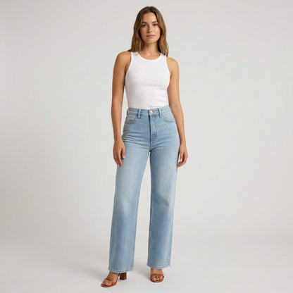 Women's High-Waisted Straight Leg Jeans Cropped - VibreMode