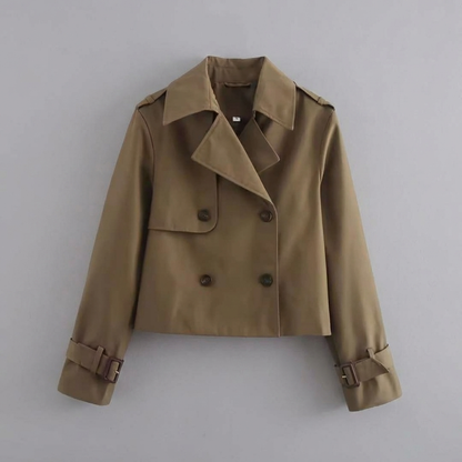 Women's Double Breasted Cropped Trench Coat