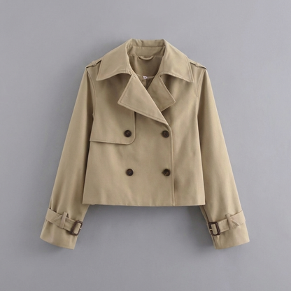 Women's Double Breasted Cropped Trench Coat