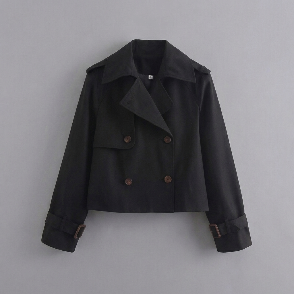 Women's Double Breasted Cropped Trench Coat
