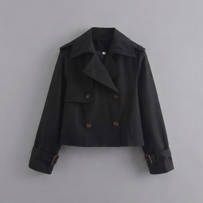 Women's Double Breasted Cropped Trench Coat