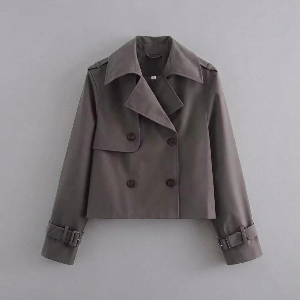Women's Double Breasted Cropped Trench Coat