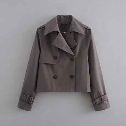 Women's Double Breasted Cropped Trench Coat