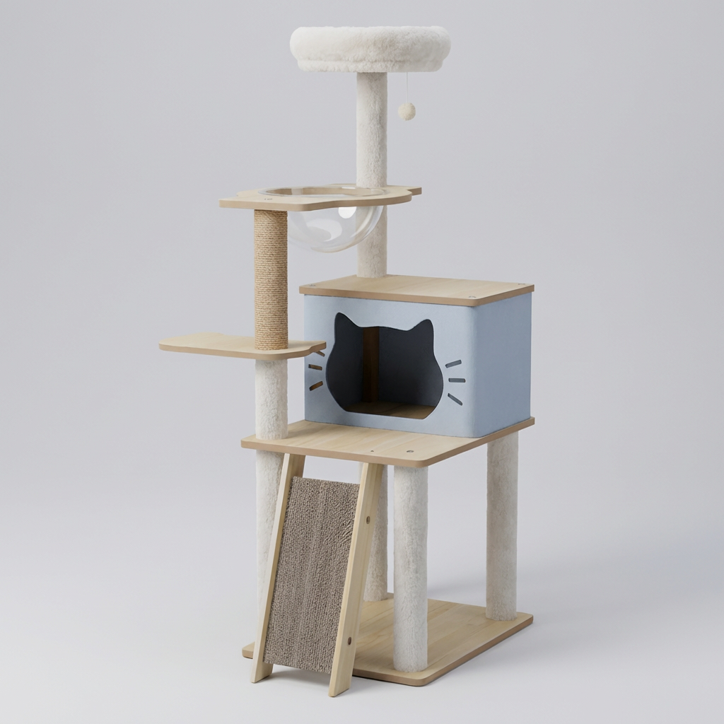 Cat Tree Tower Wooden Multi-Level - VibreMode