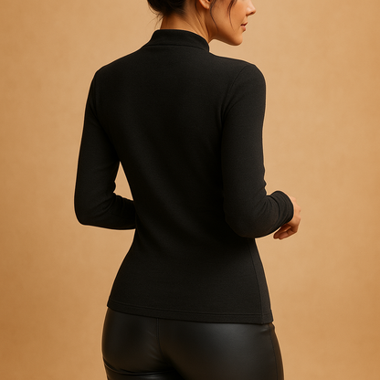 Women’s high neck elegant blouse with pleated details and a comfortable fit, perfect for business outfits and formal occasions.