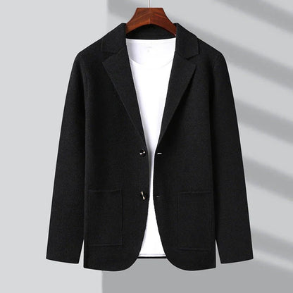Men's Cardigan Blazer Lapel Collar Patch Pockets - VibreMode