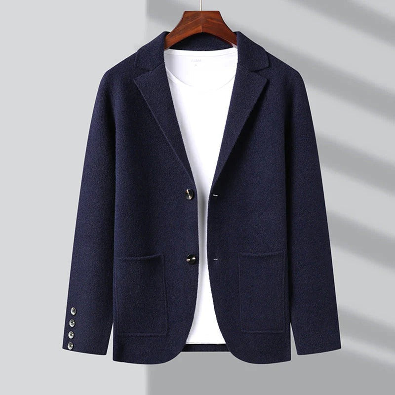 Men's Cardigan Blazer Lapel Collar Patch Pockets