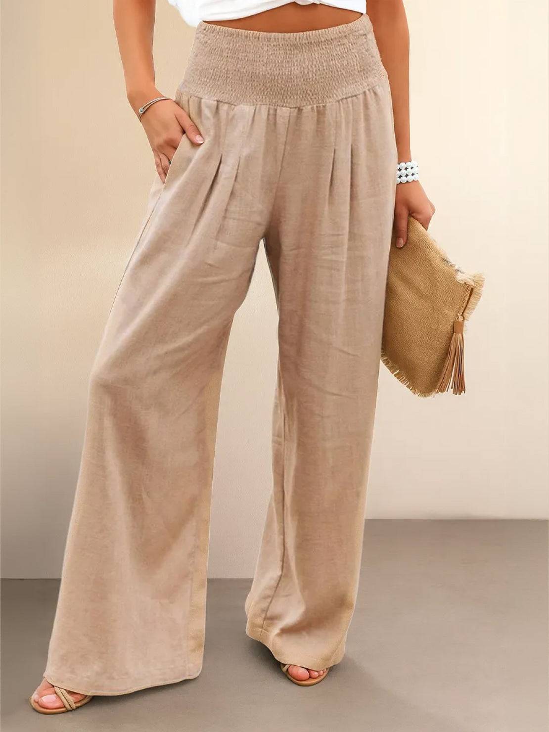 Elegant High Waisted Wide Leg Women's Pants - VibreMode