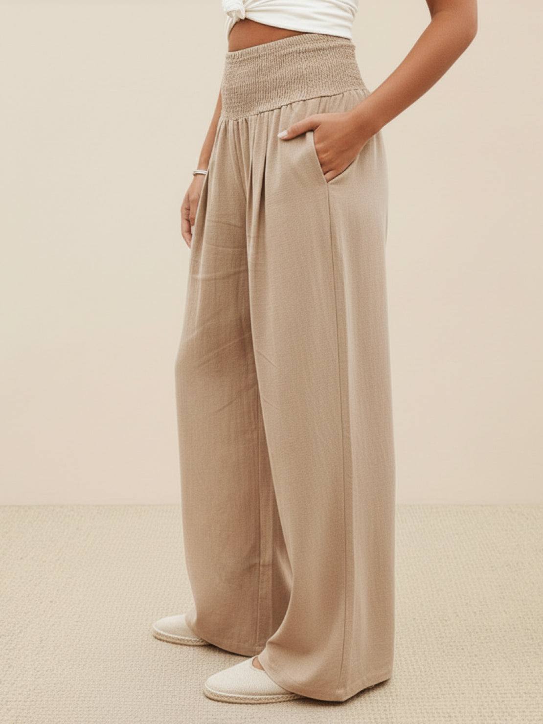 Elegant High Waisted Wide Leg Women's Pants