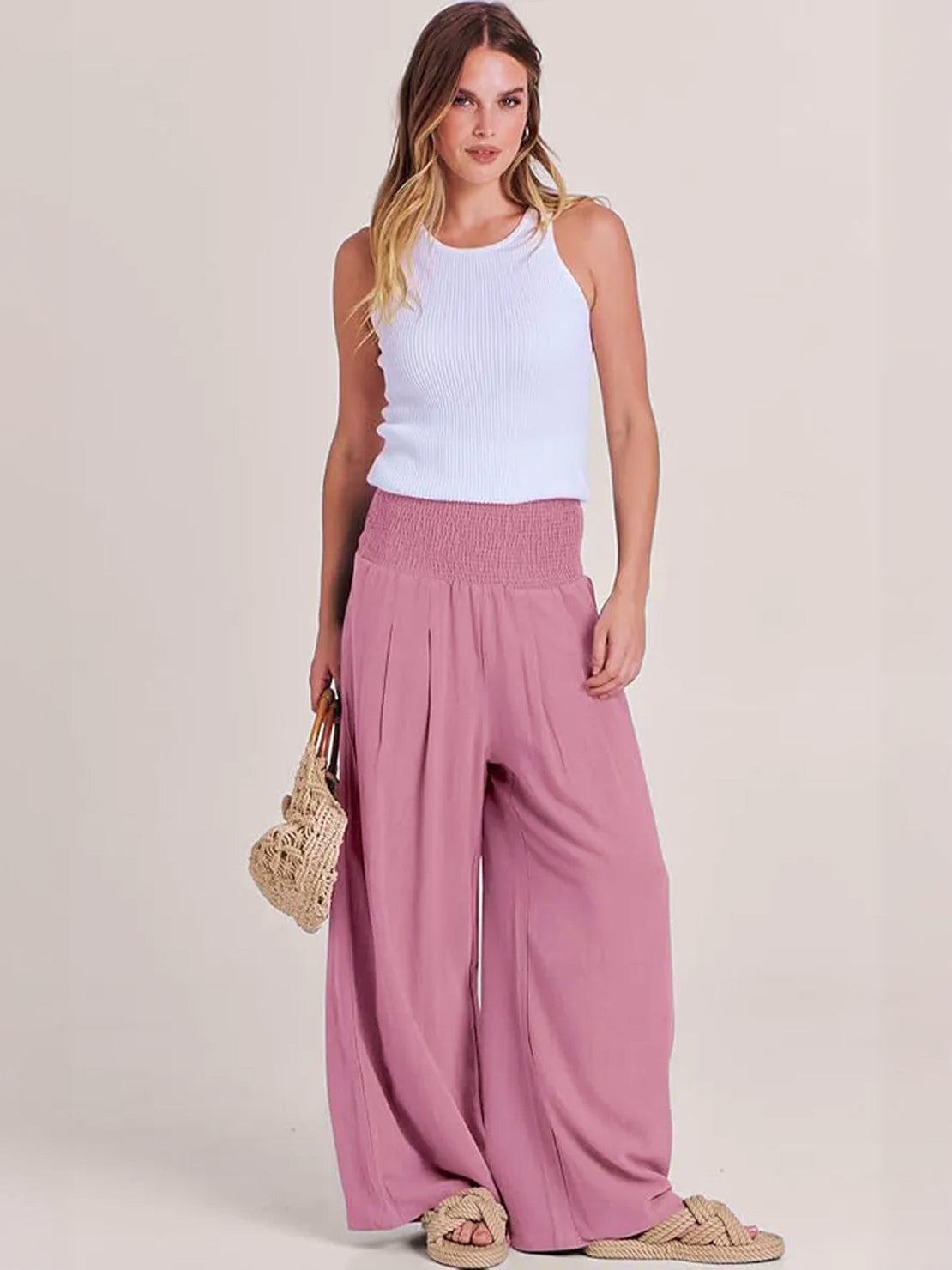 Elegant High Waisted Wide Leg Women's Pants