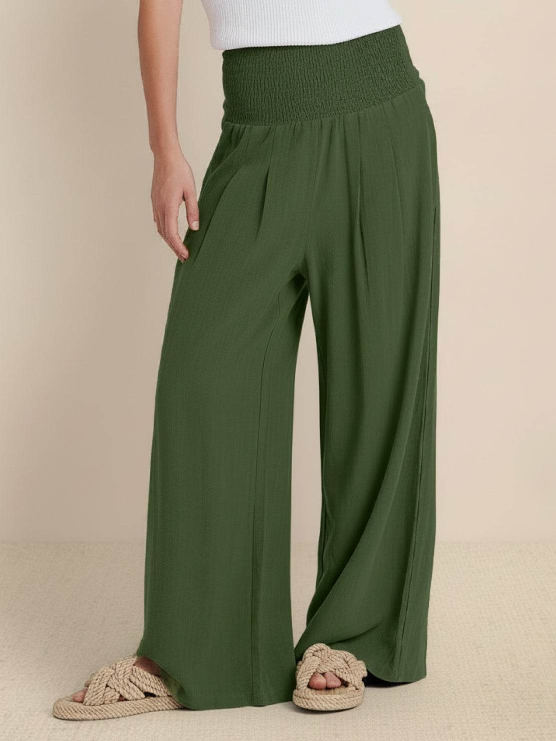 Elegant High Waisted Wide Leg Women's Pants