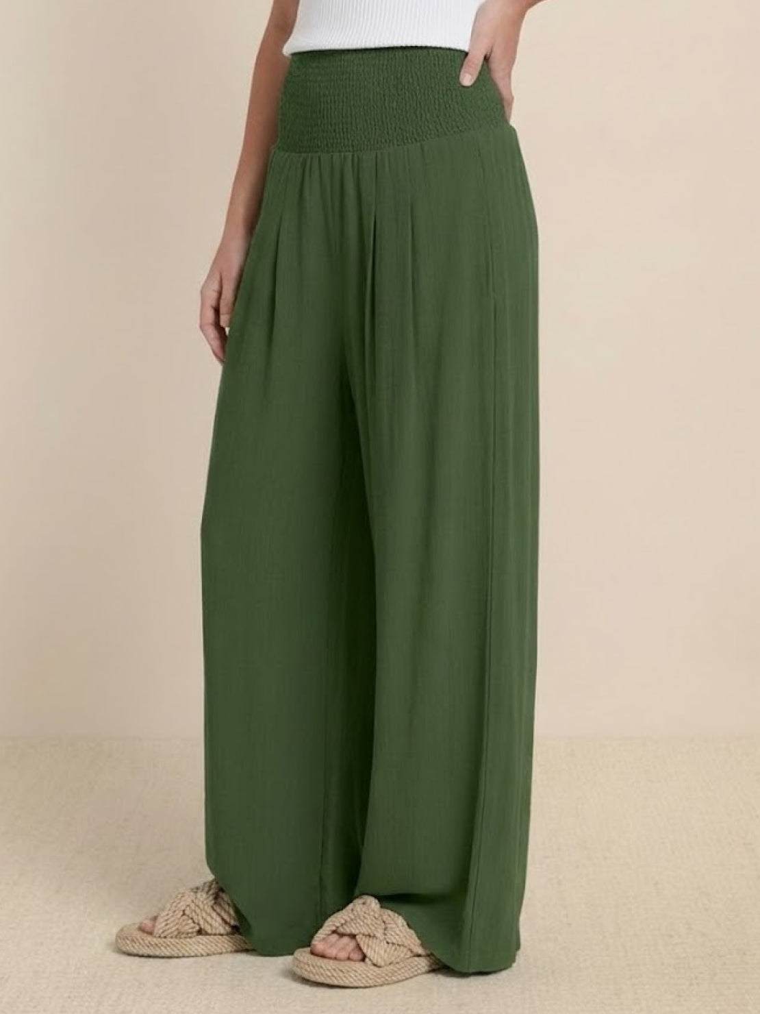 Elegant High Waisted Wide Leg Women's Pants