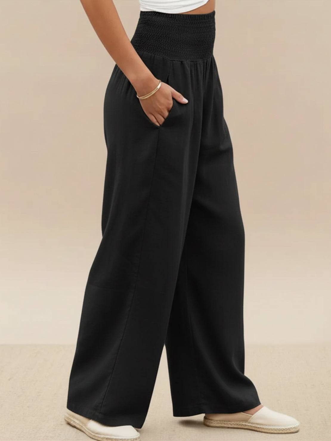 Elegant High Waisted Wide Leg Women's Pants