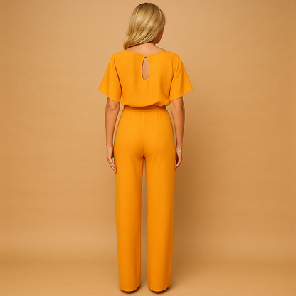 Elegant high waist jumpsuit for women with lace-up detail and tailored fit, perfect for work, evenings out, or casual chic occasions.