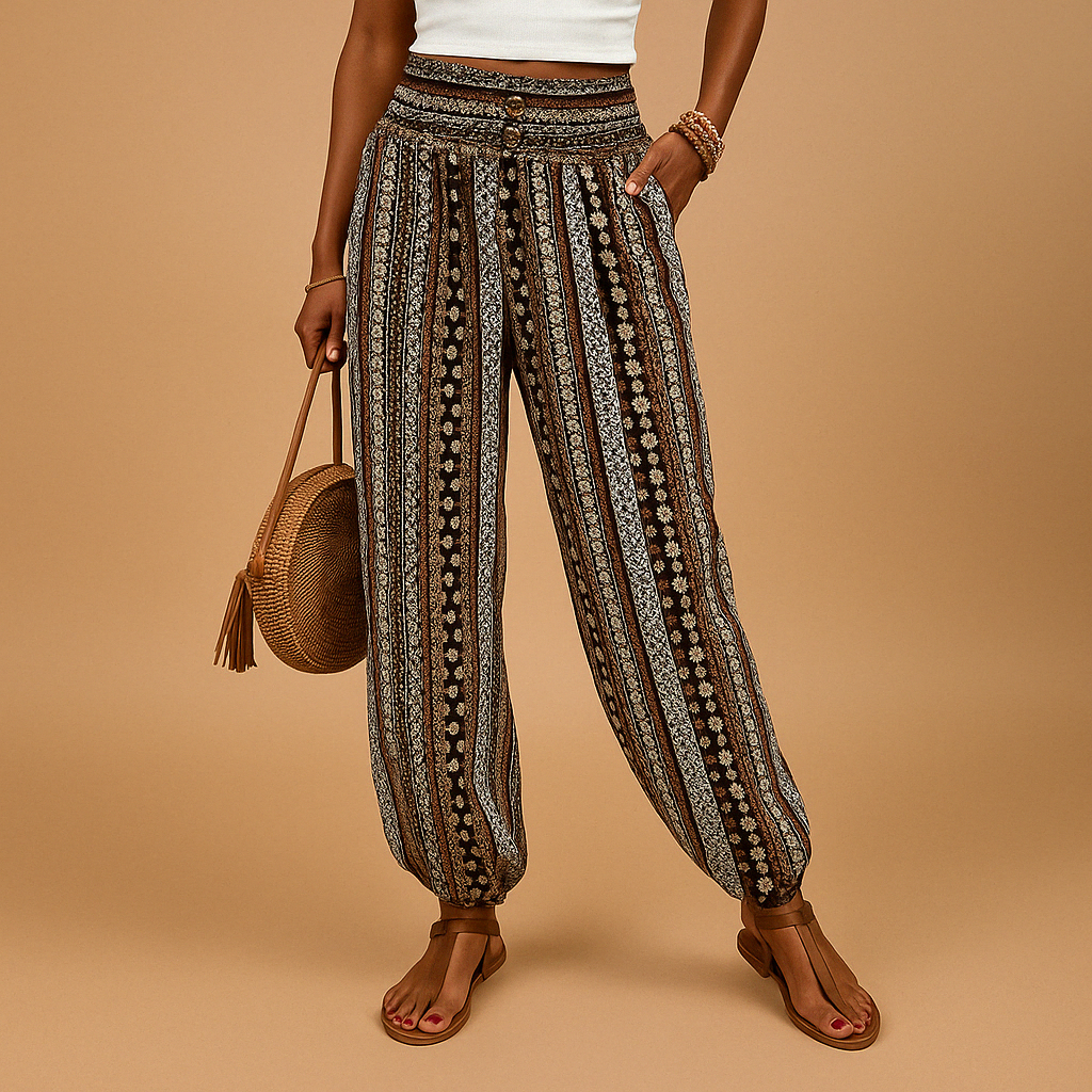 Comfortable Wide Leg Women's Boho Pants - VibreMode