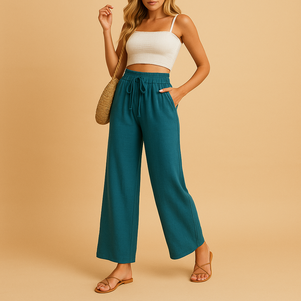 Comfortable Women's Straight Leg High Waisted Pants - VibreMode
