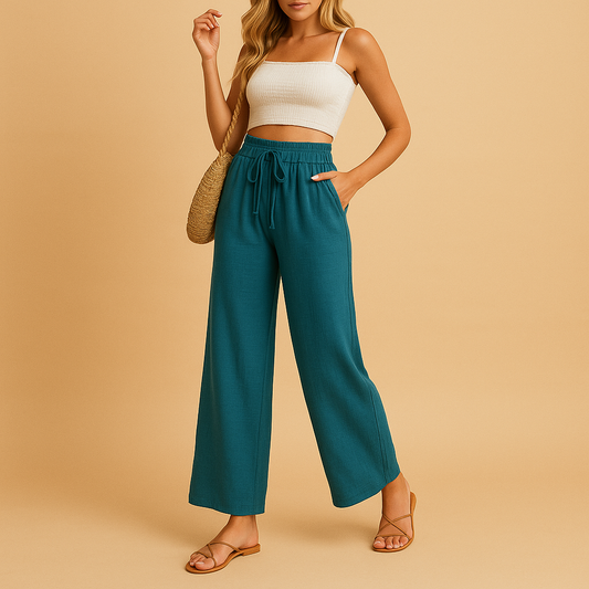 Comfortable Women's Straight Leg High Waisted Pants - VibreMode