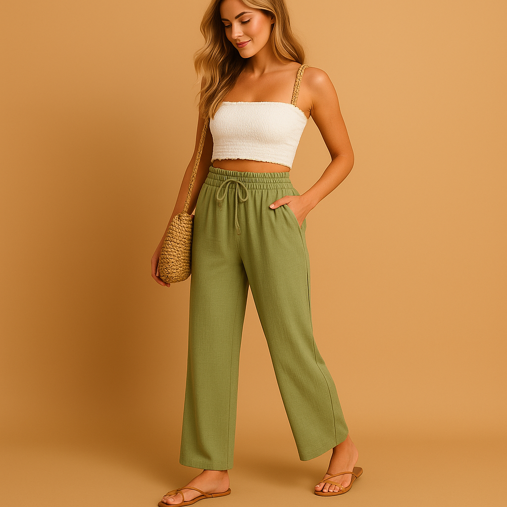 Women’s high waist lounge trousers with straight legs and relaxed fit, perfect for comfortable loungewear, casual outfits, and relaxed everyday style.