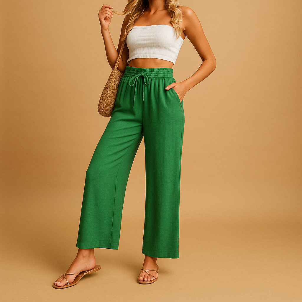 Women’s high waist lounge trousers with straight legs and relaxed fit, perfect for comfortable loungewear, casual outfits, and relaxed everyday style.