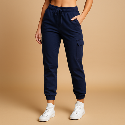 Women’s high waist slim fit cargo trousers with functional pockets and modern silhouette, perfect for casual outfits and stylish everyday wear.