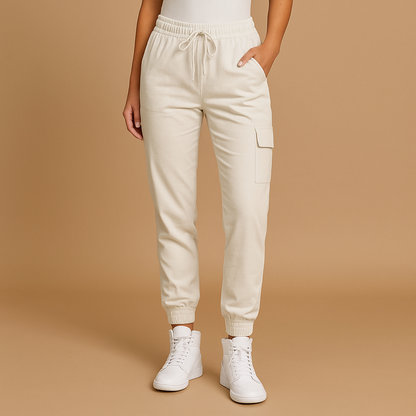 Women’s high waist slim fit cargo trousers with functional pockets and modern silhouette, perfect for casual outfits and stylish everyday wear.