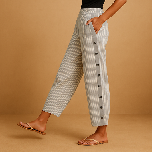 Classic Wide Leg Striped Women's Trousers - VibreMode